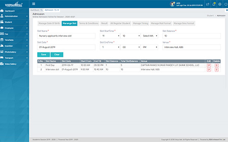 manage interview slots