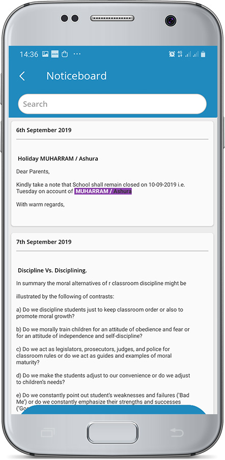 Share notices with staff and students